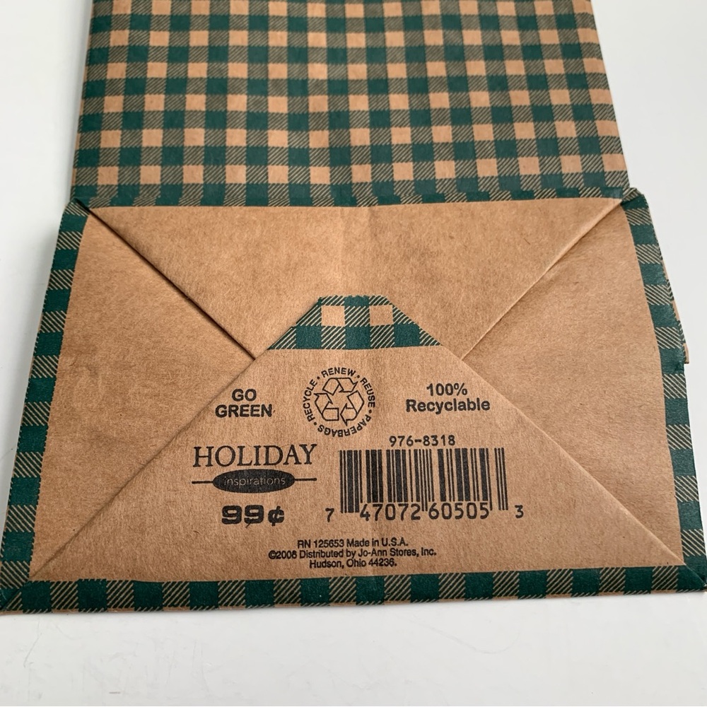 Red and Green Gingham Gift Bags with Festive Tissue Paper Bundle Farmhouse - Picture 11 of 17